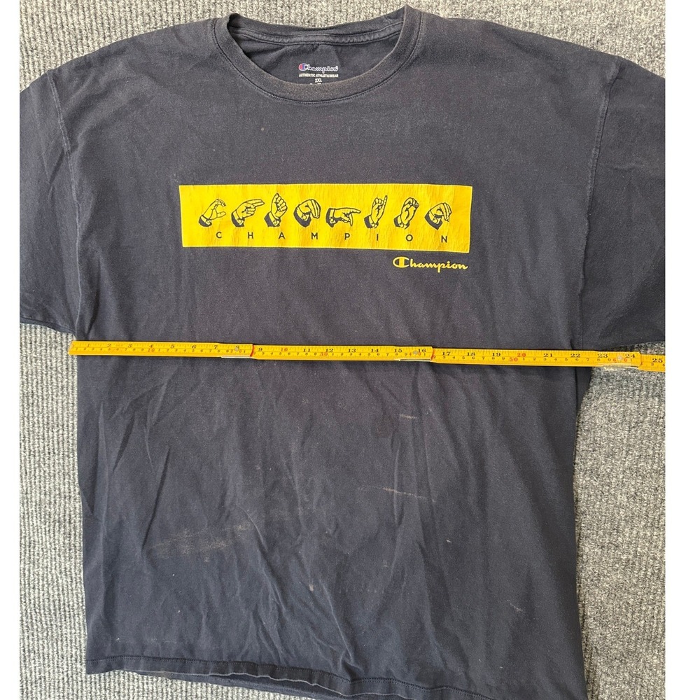 Champion ASL Fingerspelling Graphic T-Shirt 2XL Black Cotton Short Sleeve - Picture 5 of 8